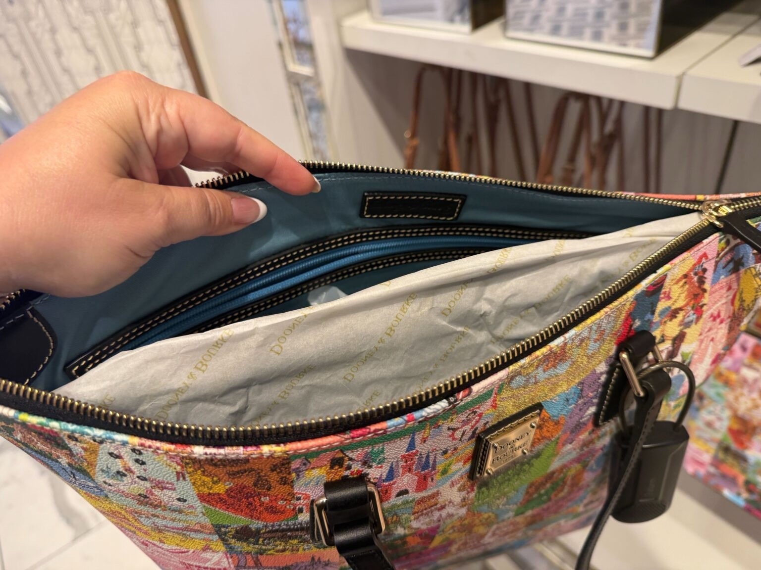 2026 Disney Parks Dooney & Bourke Vintage Park Map Icons Tote Bag NWT