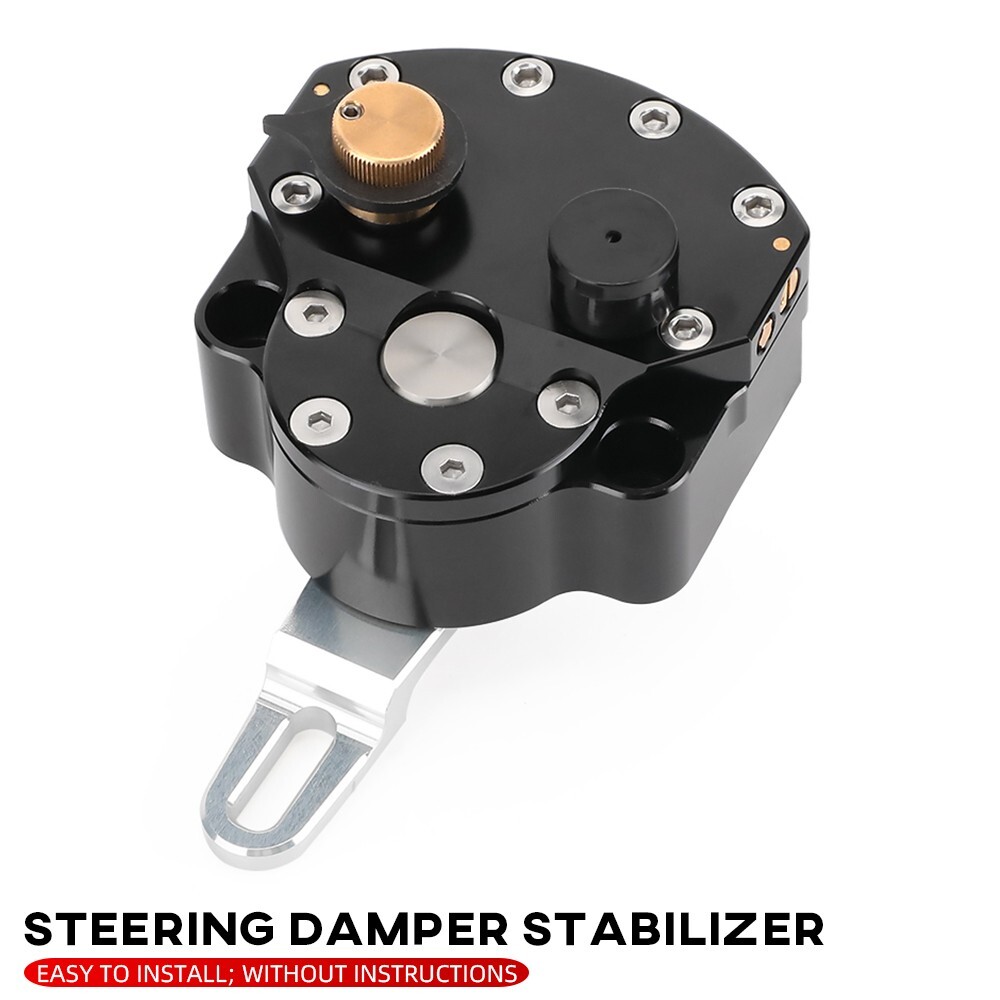 Steering Damper Stabilizer Universal Reversed Safety Control Adjustable Black