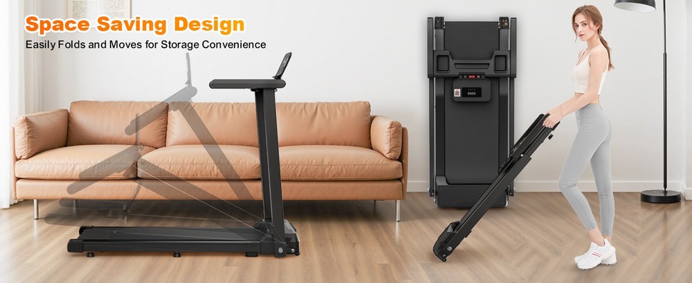 Foldable Under-Desk Treadmill For Home Use Remote-Controlled With LED Display