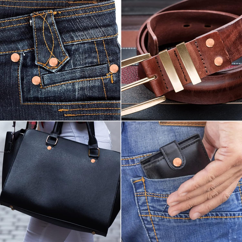 154Pcs Copper Rivets for Leather, #12 Smooth Leather Rivets without Pattern, Pur