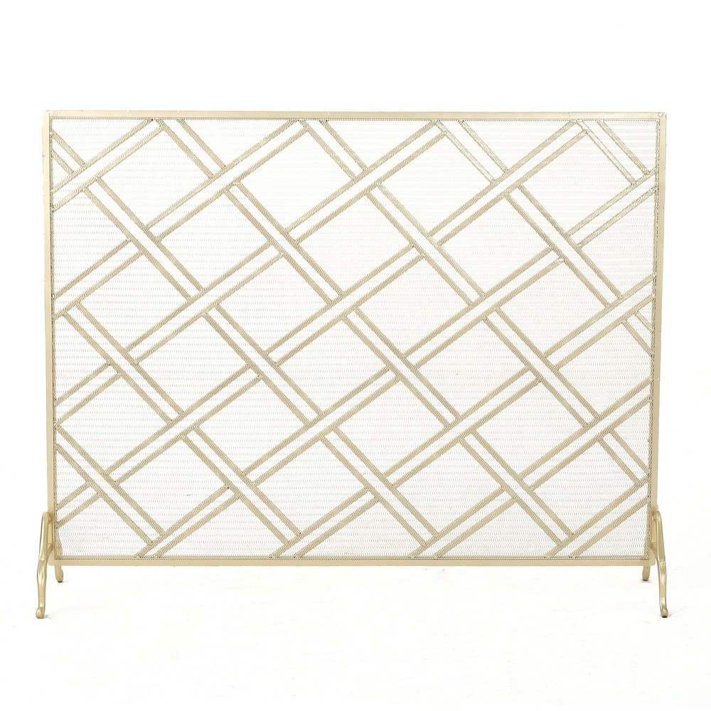 Christopher Knight Home Josette Single Panel Iron Fireplace Screen, Gold