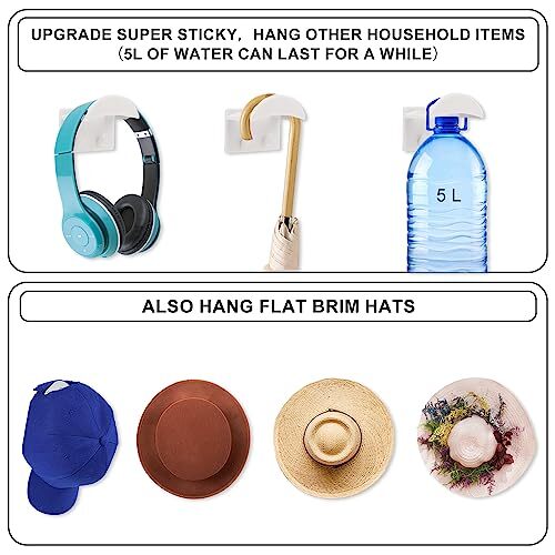 16 PCS Adhesive Hat Hooks for Wall Baseball Cap Rack Hat Wall Hanger