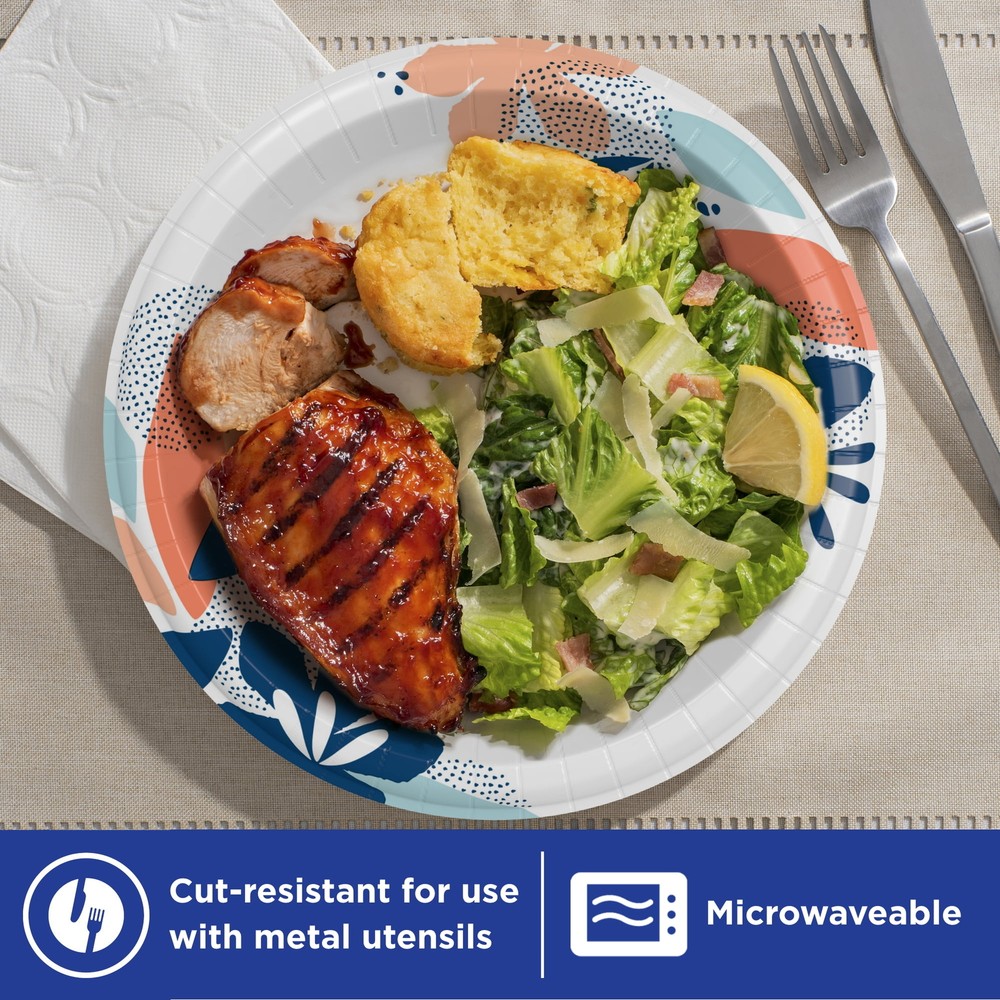 Disposable Paper Plates, 10", Multi-Color, 100 Count