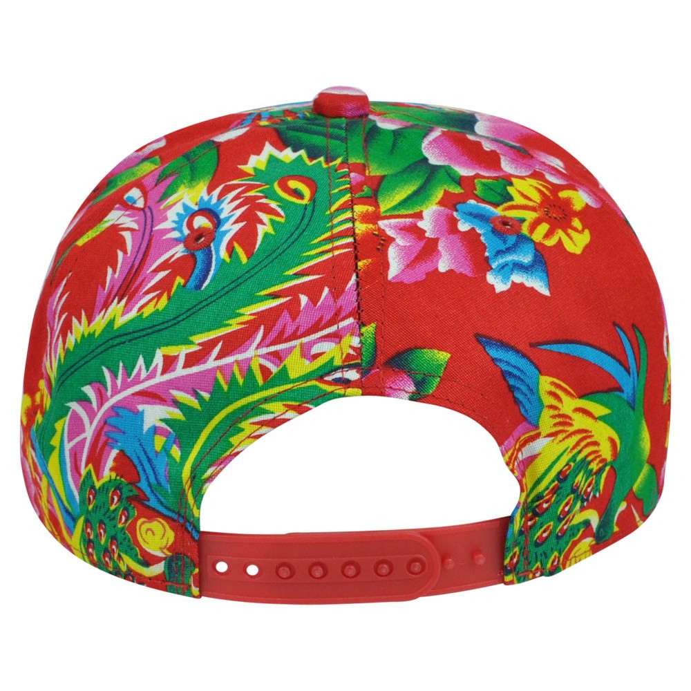 Floral Flower Design Pattern Roses Red Plain Blank Snapback Flat Bill Hat Cap