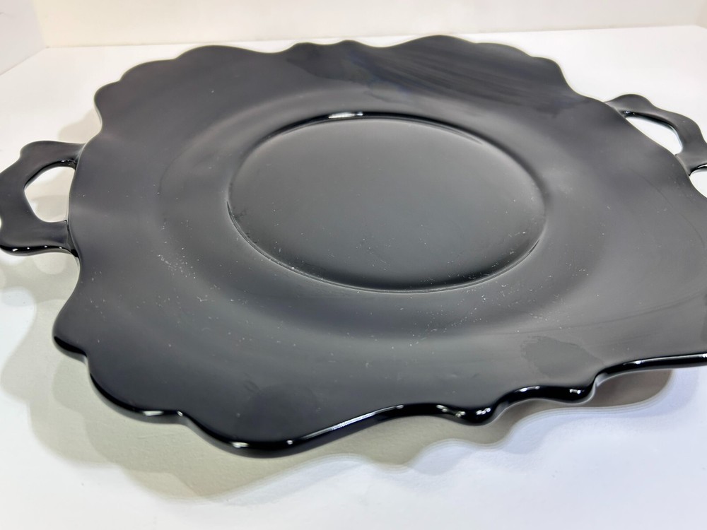 Vintage L.E. Smith, Black Amethyst, Handled Square Dish, Beautiful.