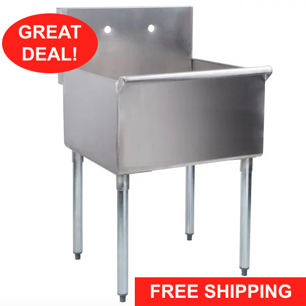 24" x24" x 14 Stainless Steel Commercial Utility Sink Prep Hand Wash Laundry Tub