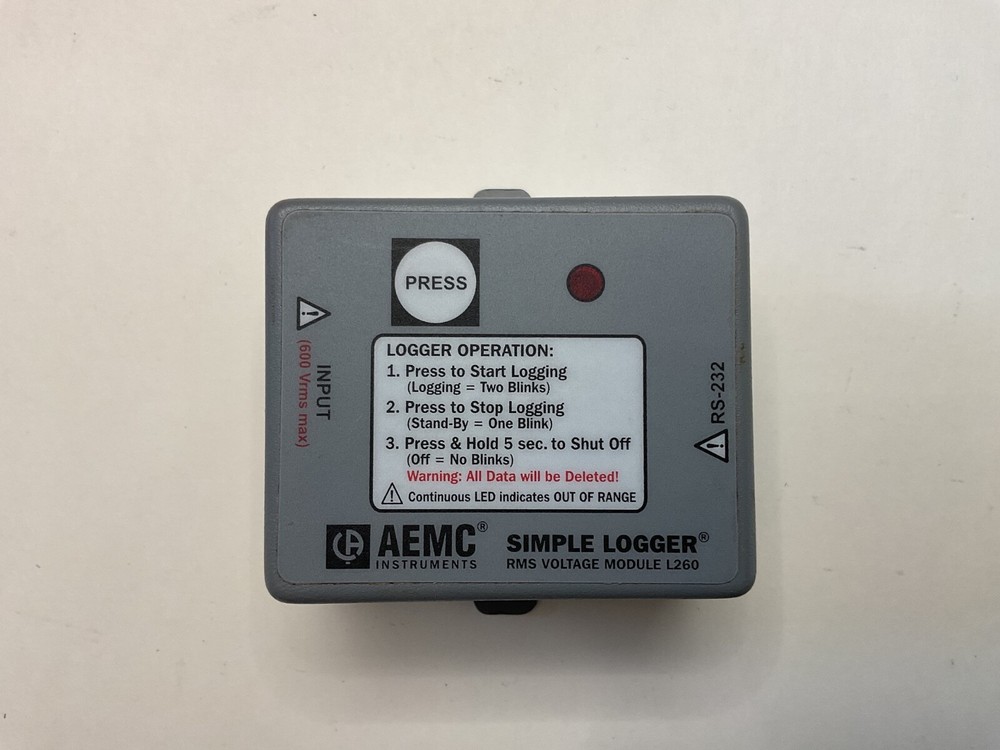 AEMC Instruments L260 Simple Logger RS-232 Voltage Data Logger 600Vrms Max