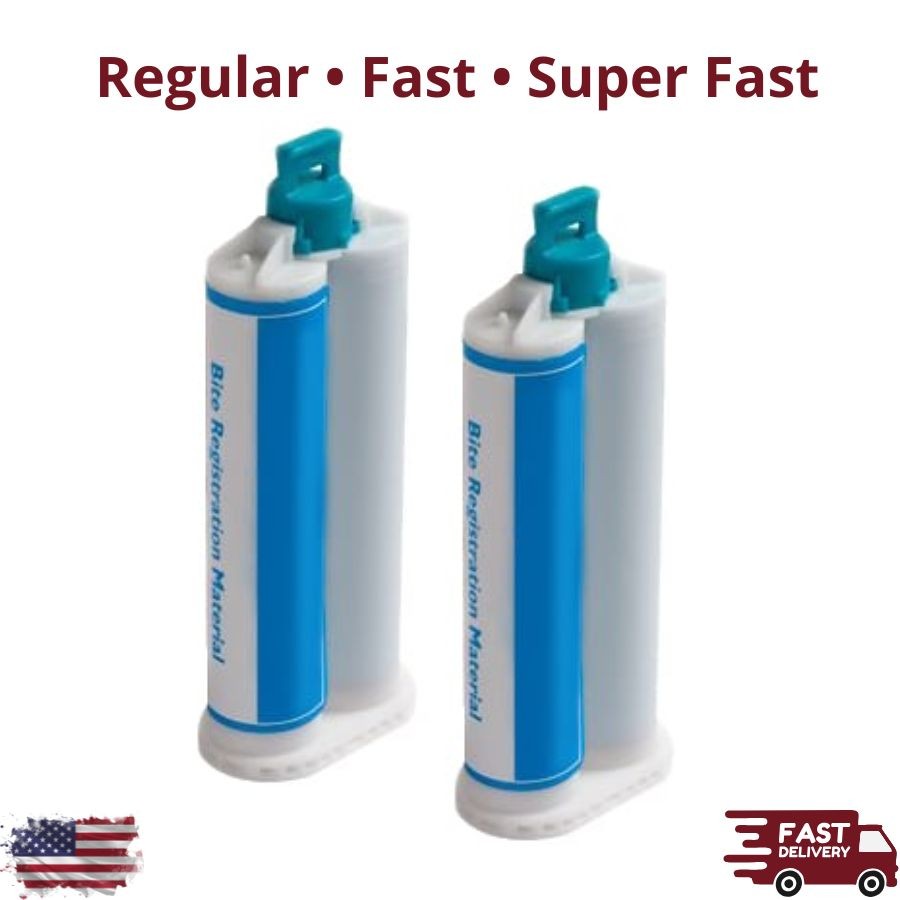 2 x 50ML VPS Bite Registration Material Unflavored Fast Regular Super Set Tips