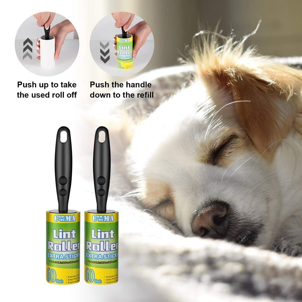 COMMEMA Lint Rollers for Pet Hair Extra Sticky, 6 Piece Set, Green