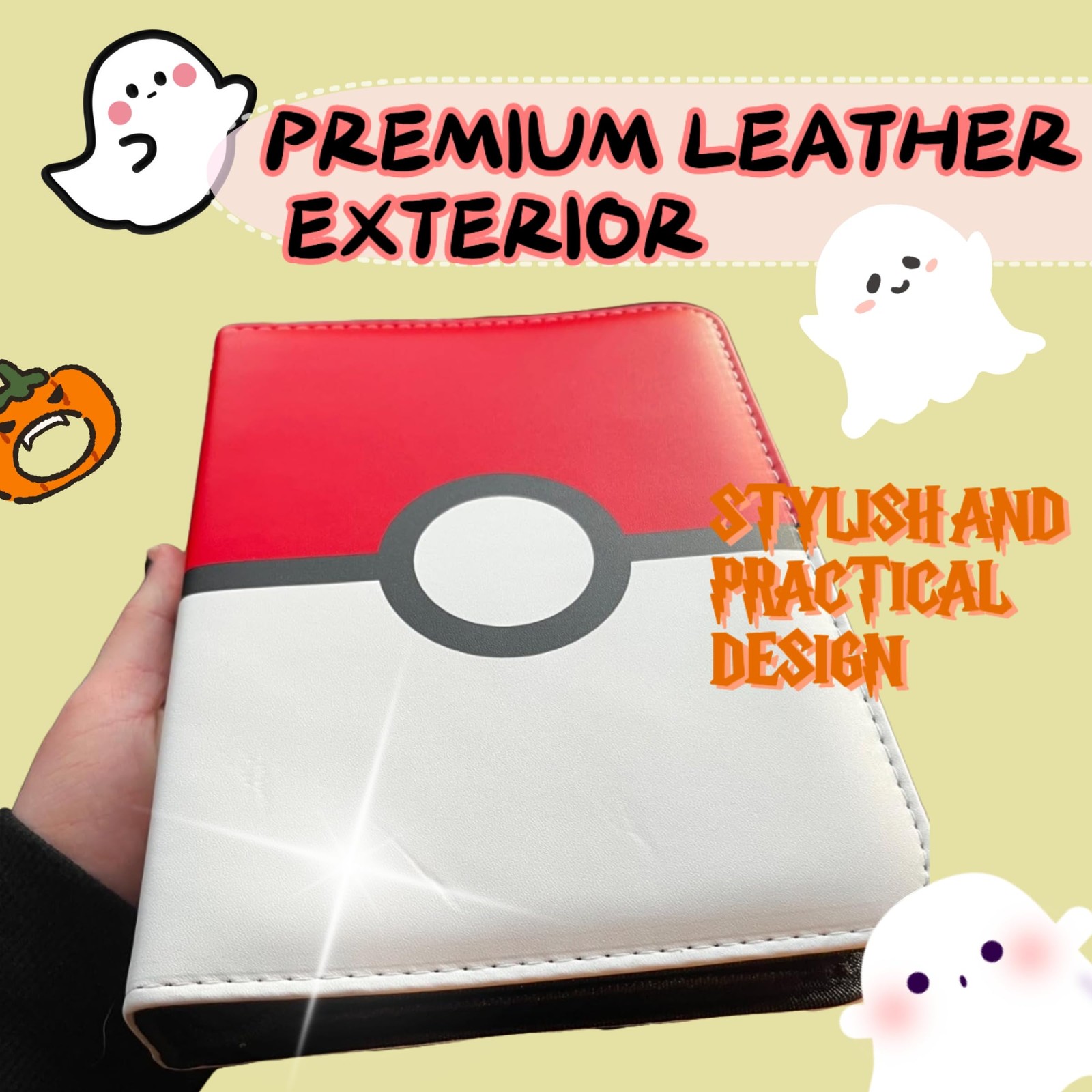 4-Pocket Trading Card Binder - Holds 400 Cards, 50 Removable Sleeves, Zippered