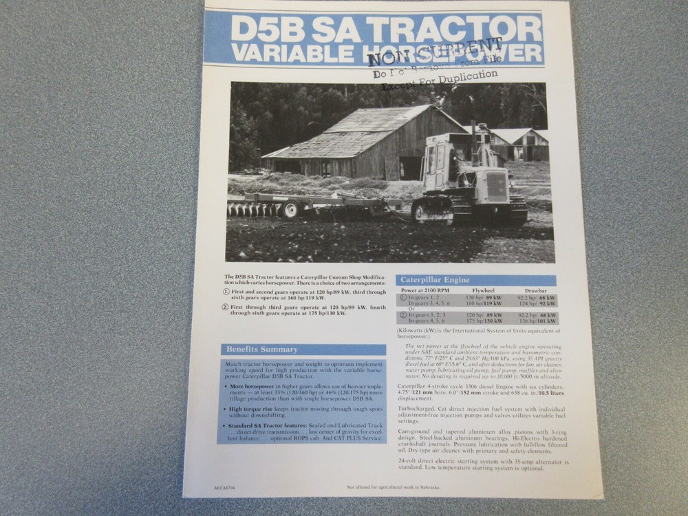 Caterpillar D5B SA Crawler Tractor Brochure