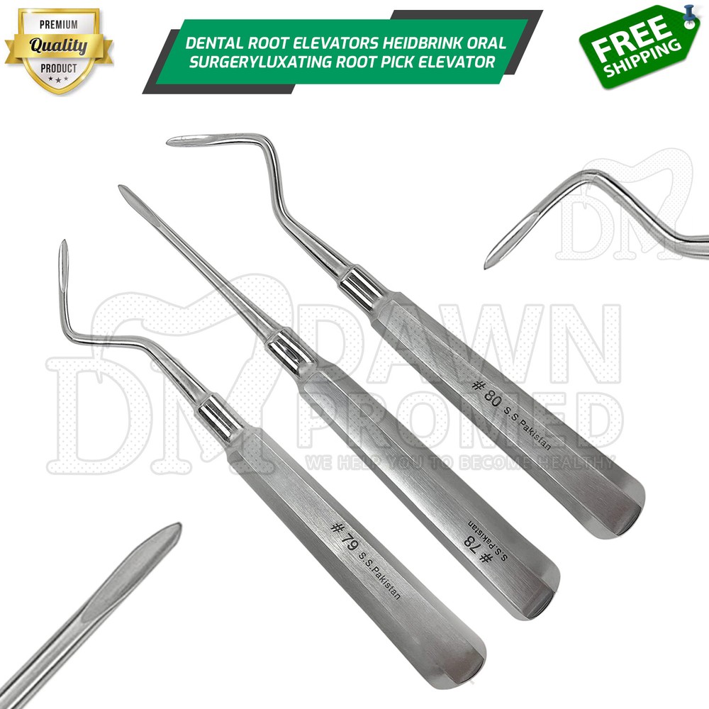 3 Pcs Dental Root Elevators Heidbrink Oral Surgery Luxating Root Picker Elevator