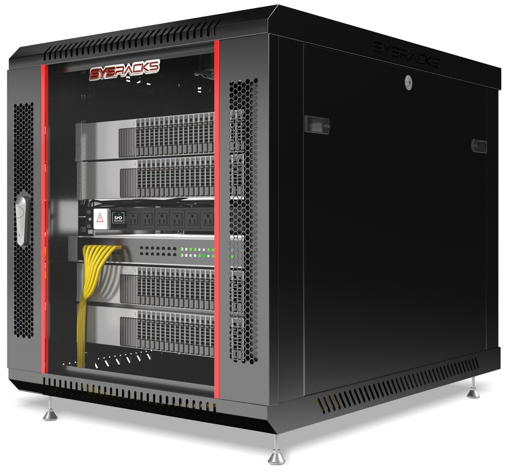 Server Rack 12U Enclosed 35-Inch Deep Cabinet Locking Networking Data Enclosure