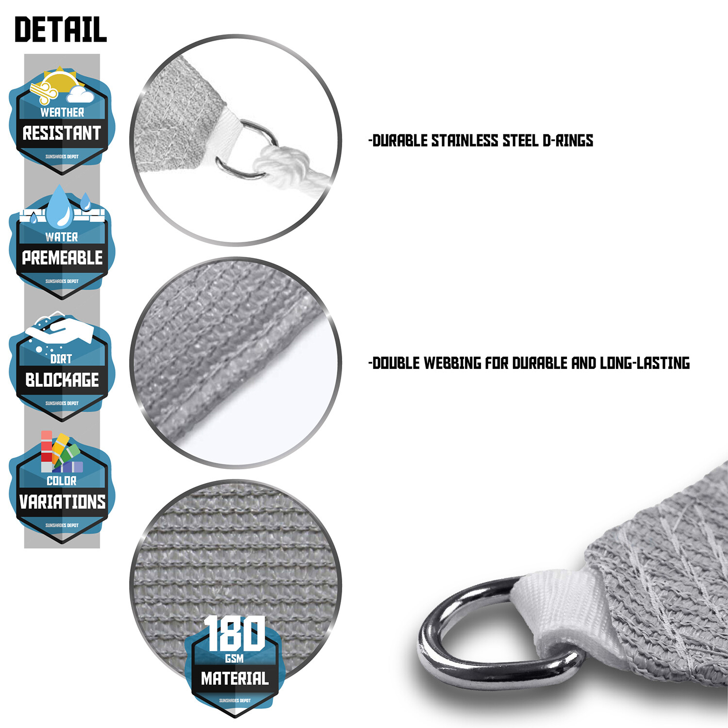 Sun Shade Sail Rectangle Triangle Gray Curved Canopy Cover Garden Pool Yard