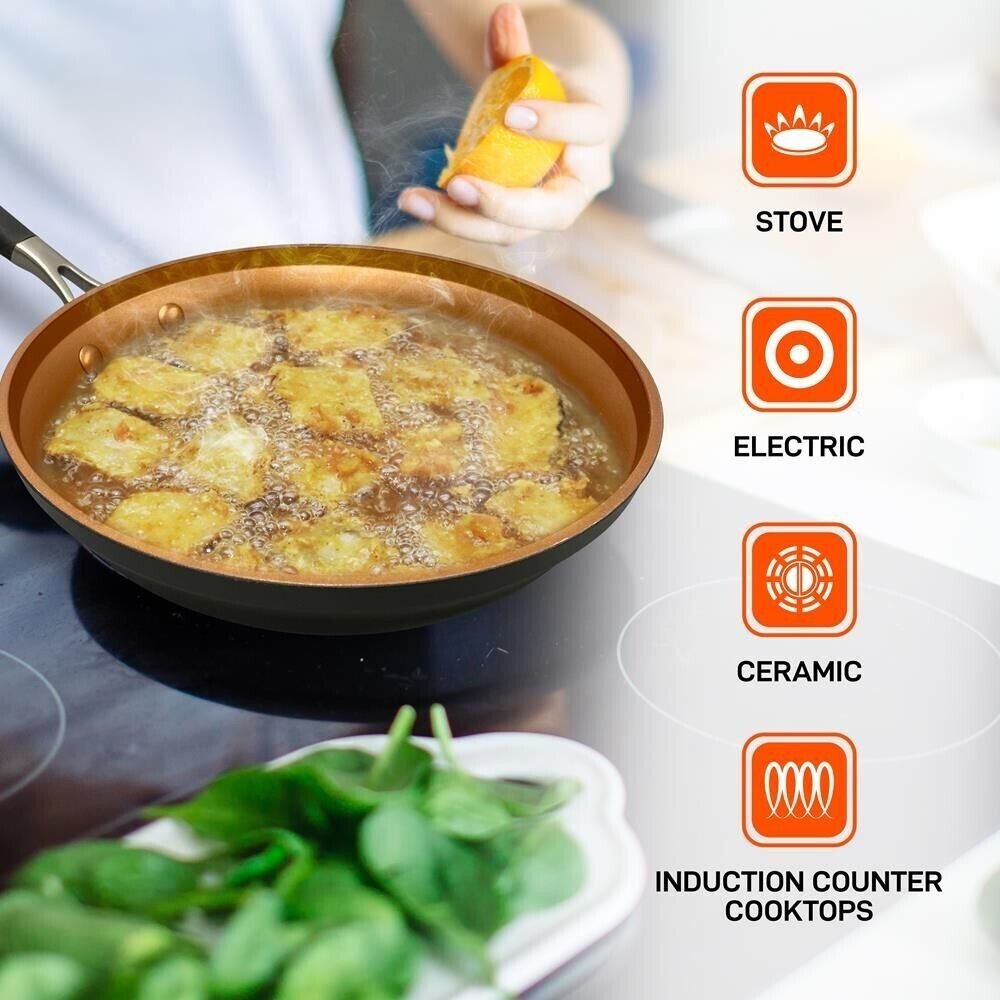 NutriChef 14-pcs Luxurious Stackable Cookware Set. Non-Stick Ceramic Coating