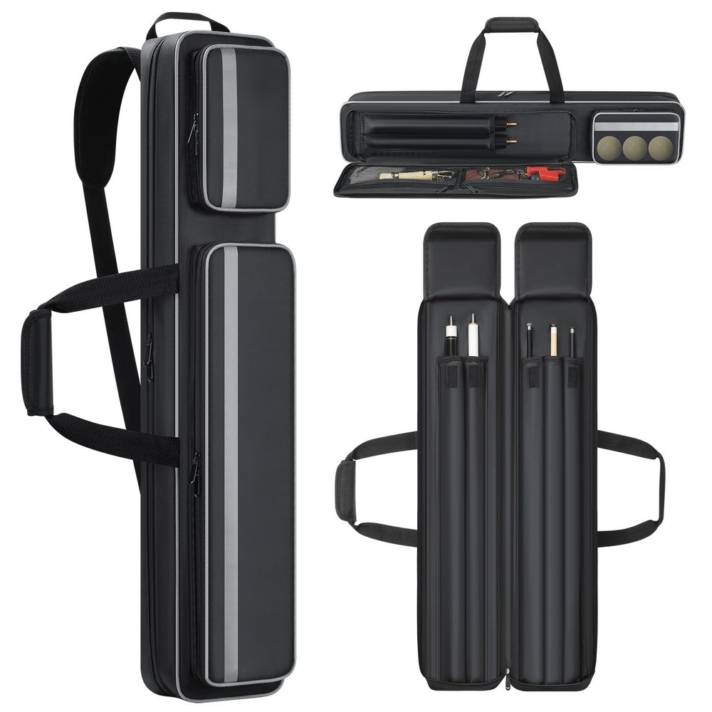 Pool Cue Case 2x3, Pool Stick Bag Pool Cue Soft Case with Multi-pocket for 2 ...