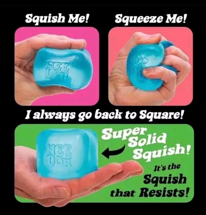 Nee Doh~Nice Cube Super Solid Squish Squeezable Stress Sensory Toy, Blue~SEALED