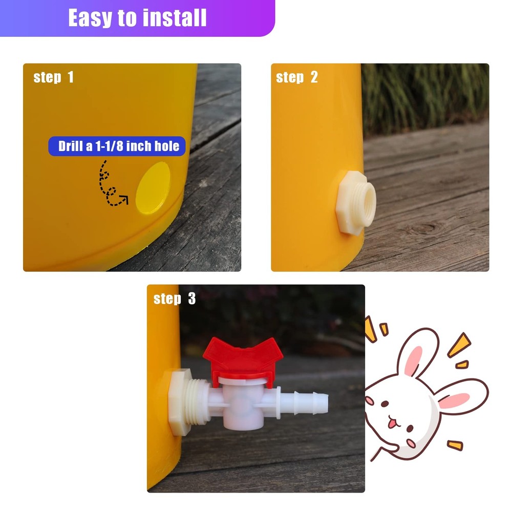 Upgrade Automatic Rabbit Watering Kit Include 12 Nipple Drinker Feeders 32 Fe...