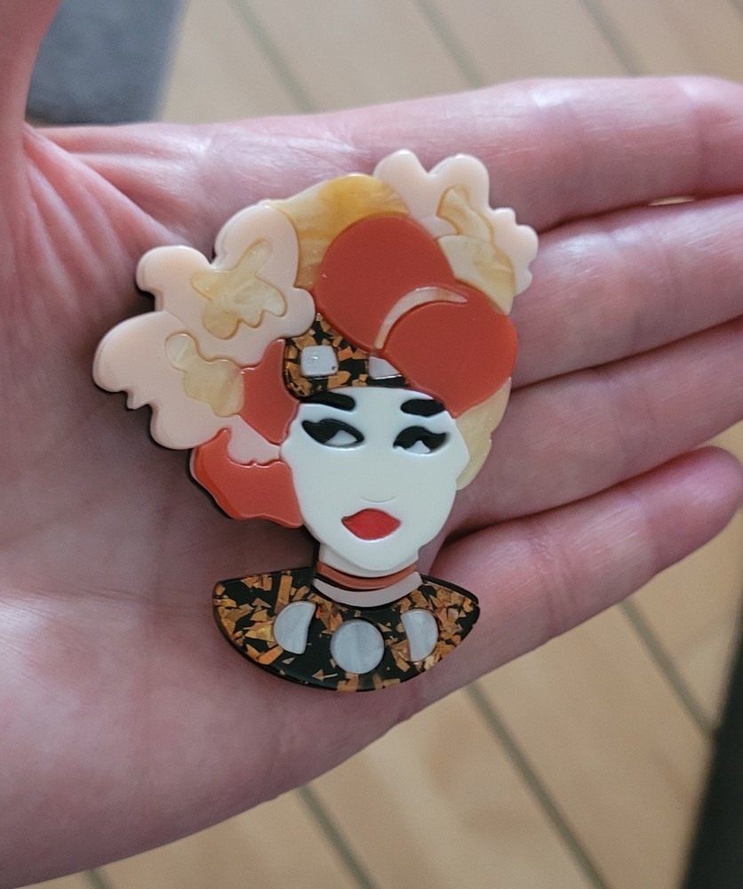 Acrylic Lady brooch