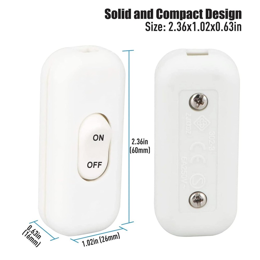 Durable Inline Switch 2-Pack - Reliable Control for Table Lamps and Appliances