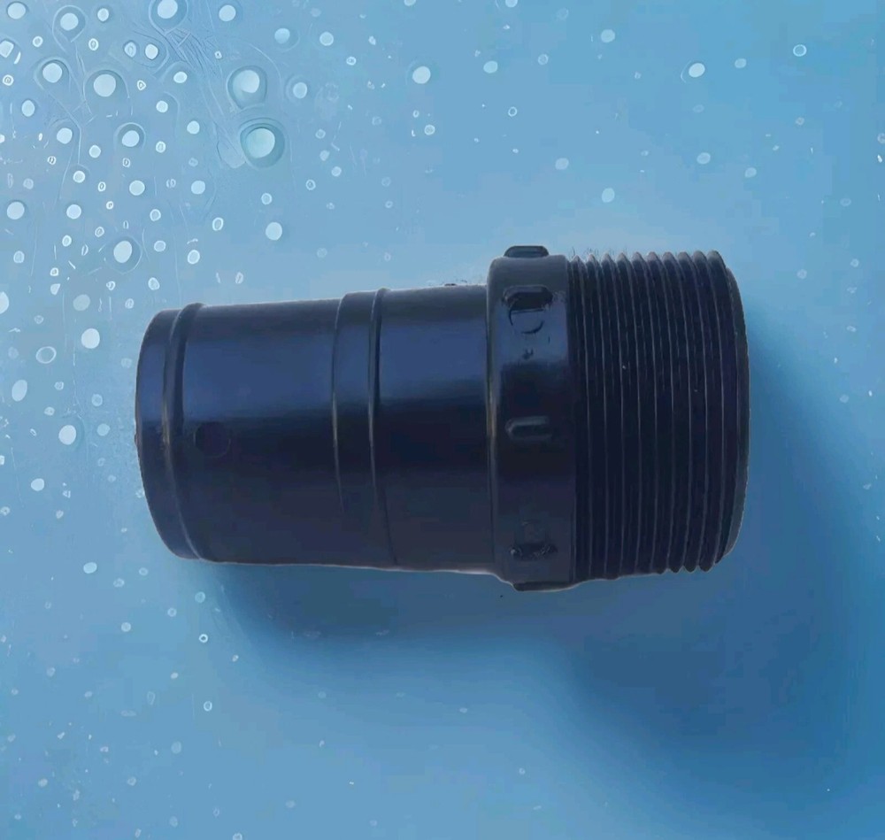 1.5" Barbed x MPT Pool Hose Fitting | Black | Ribbed Grip