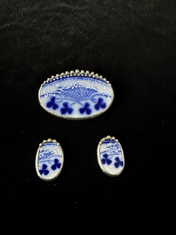 Flow Blue Pin / Pendant & Earrings