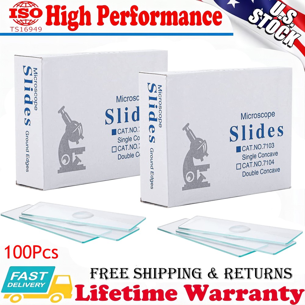 100Pack Microscope Slide Concave Single concave Glass Slide Single Depression US