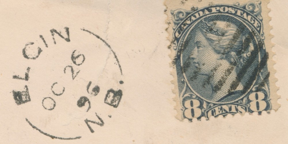 Elgin, NB - 1896 Split Ring Cancel on Registered Envelope