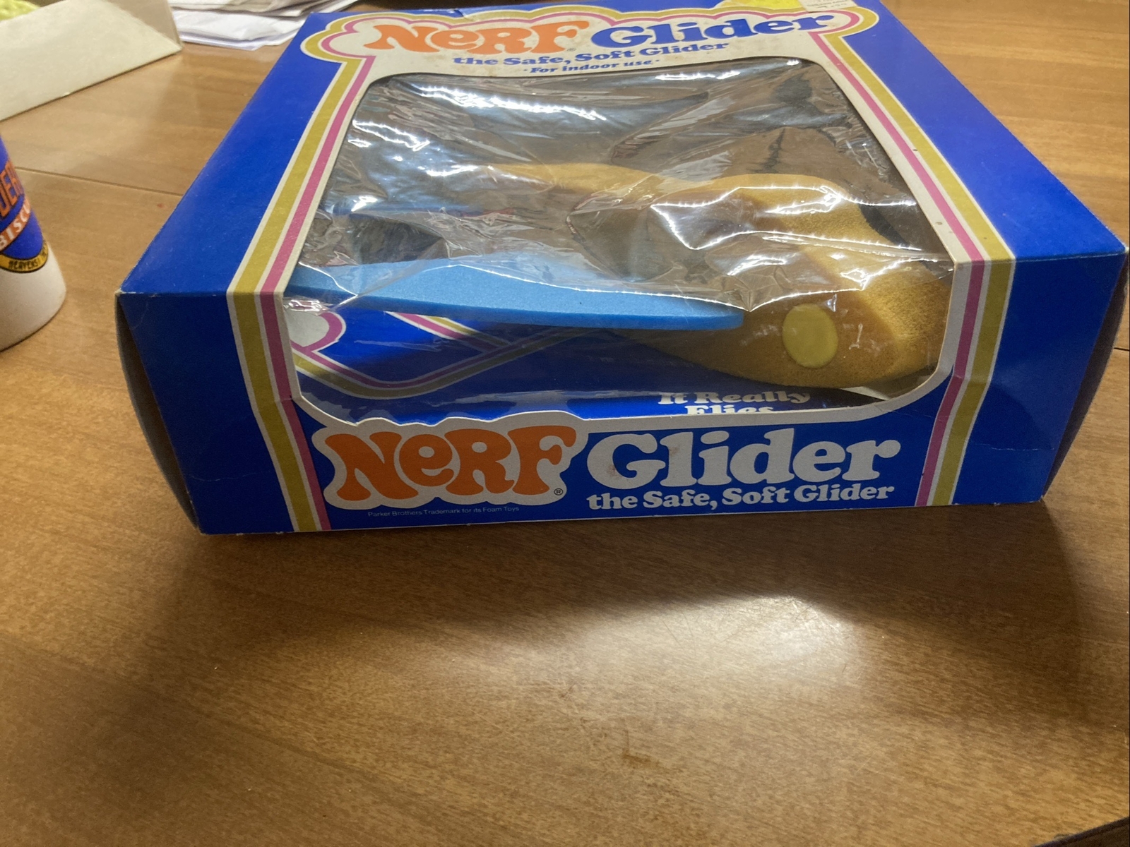 Nerf Jumbo Jet Glider Foam Plane Vintage 1975 In Box Flight 290 Yellow & blue