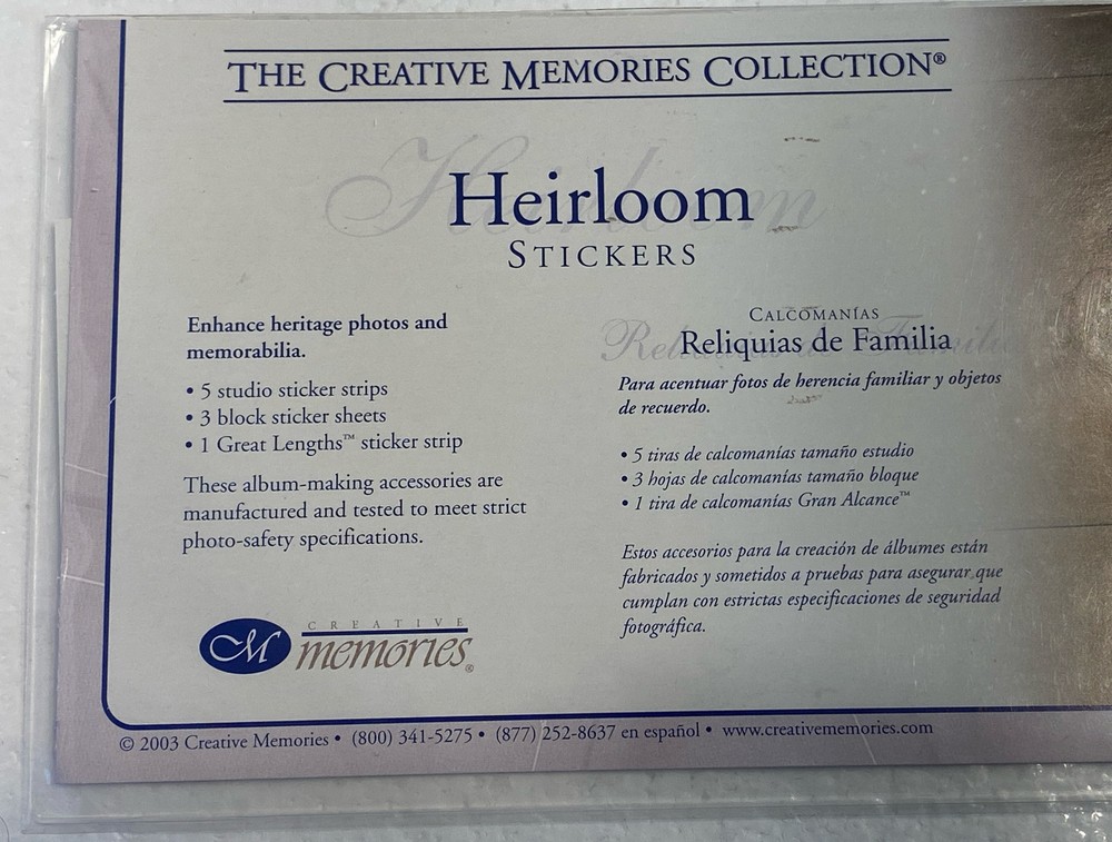 Creative Memories Stickers ~ HEIRLOOM 9 Sheets - NIP