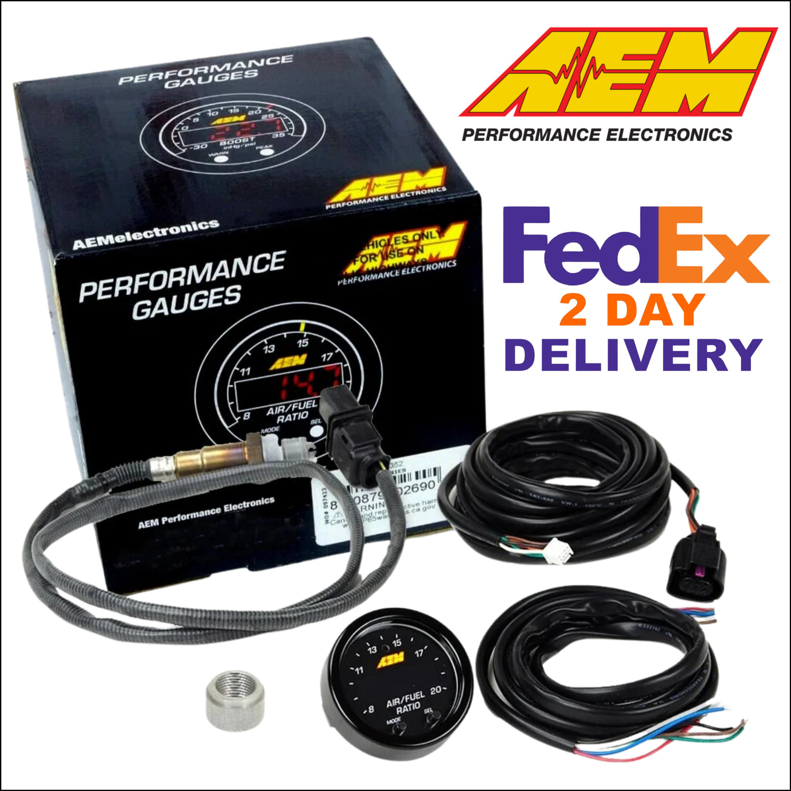 AEM Wideband Sensor Gauge 30-0300 X-series AFR O2 UEGO Air Fuel Ratio Gauge Kit