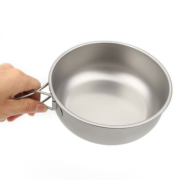 Pure Titanium Foldable Bowl Frying Pan 700ml Ultralight Flatware Tableware