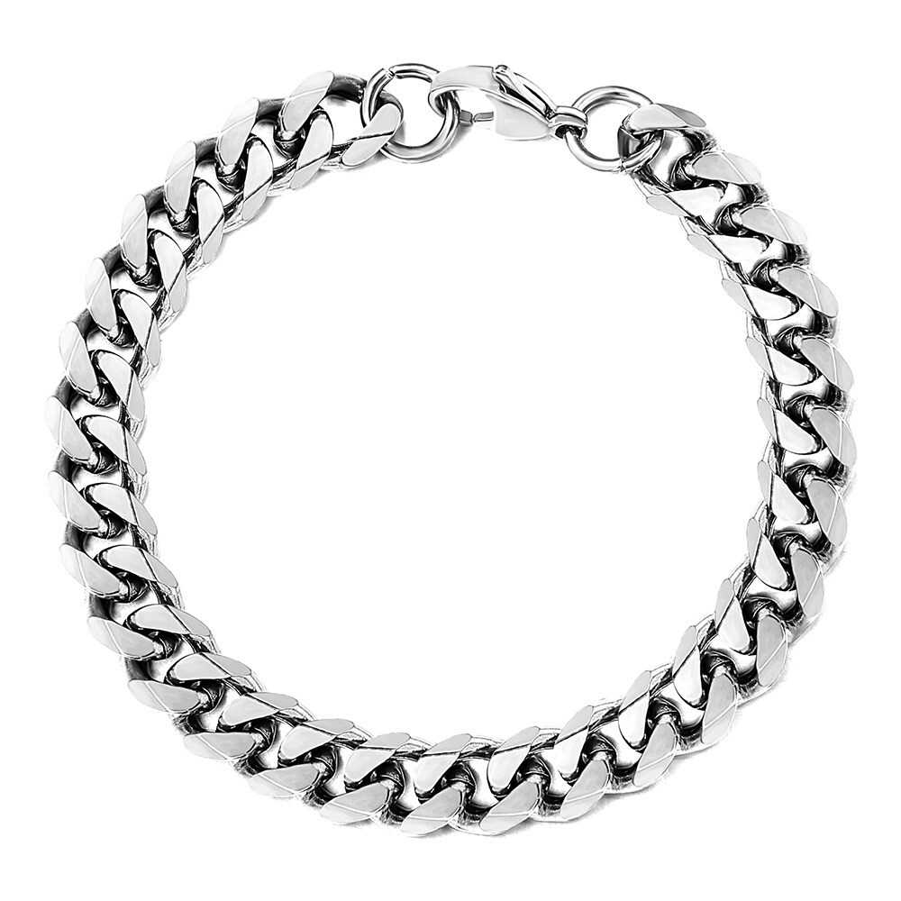 3/5/7/9/11mm Silver Curb Cuban Stainless Steel Bracelet Men Women Chain 7-11inch