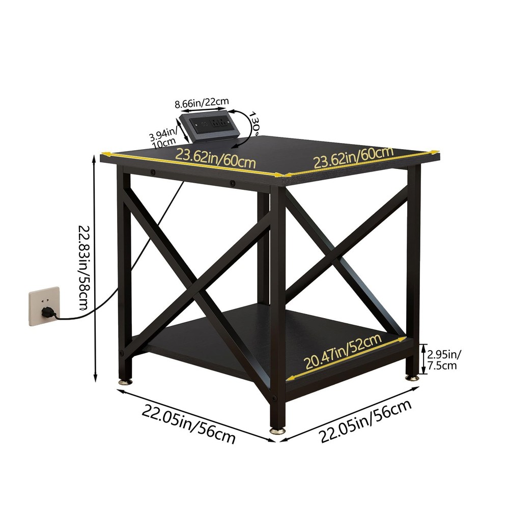 Large Printer Stand with Power Outlet, with Storage Shelf, 2 Tier Rolling Pri...
