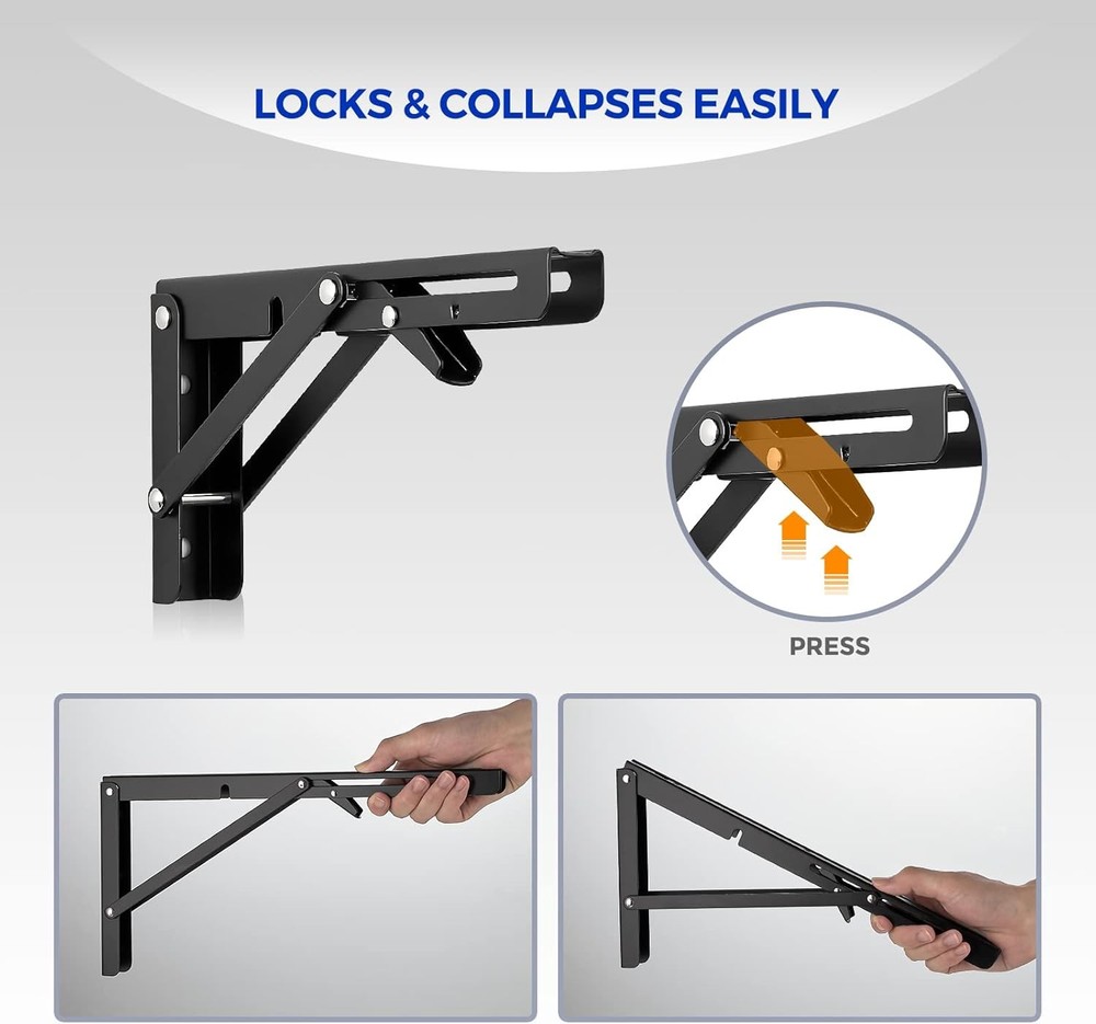 Wall Table Fold Down Hinge,10 Inch Self-Locking Folding Hinge,Save Space Drop