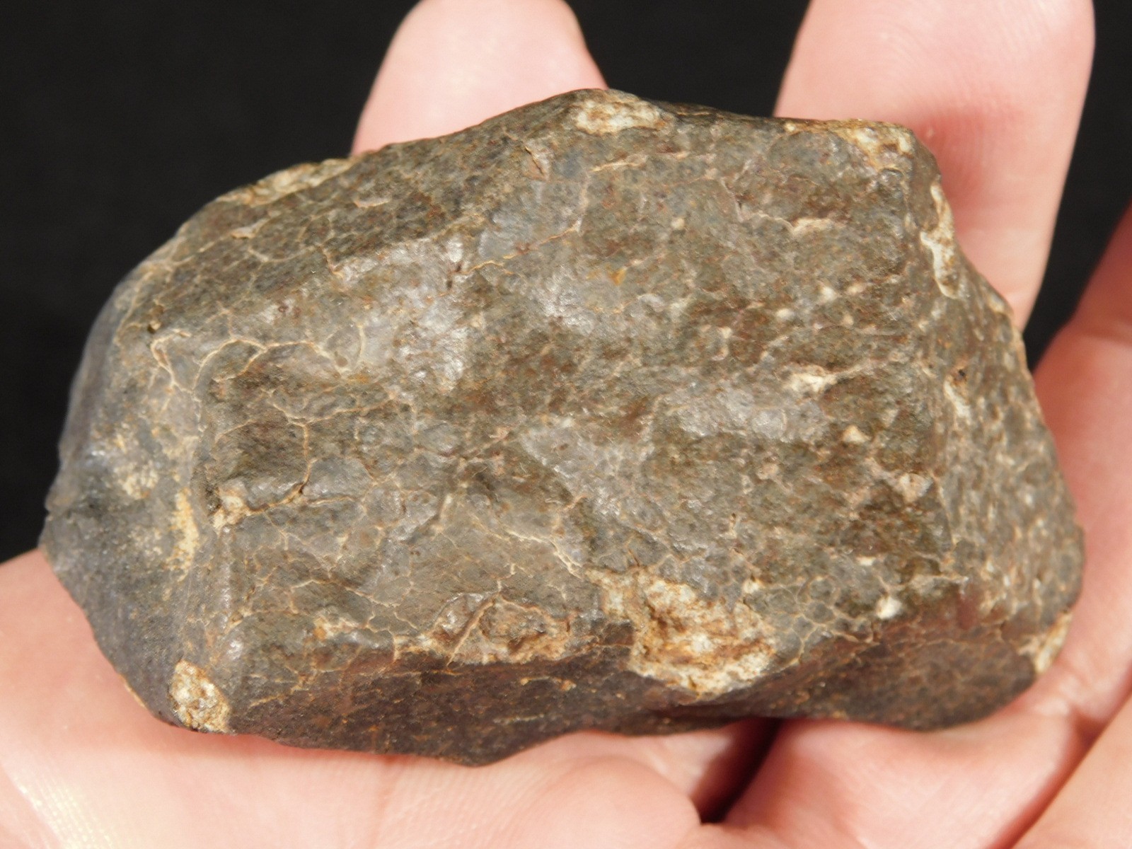 H6 Stony METEORITE Regmaglypts DARK Fusion Crust and Contraction CRACKS! 178gr