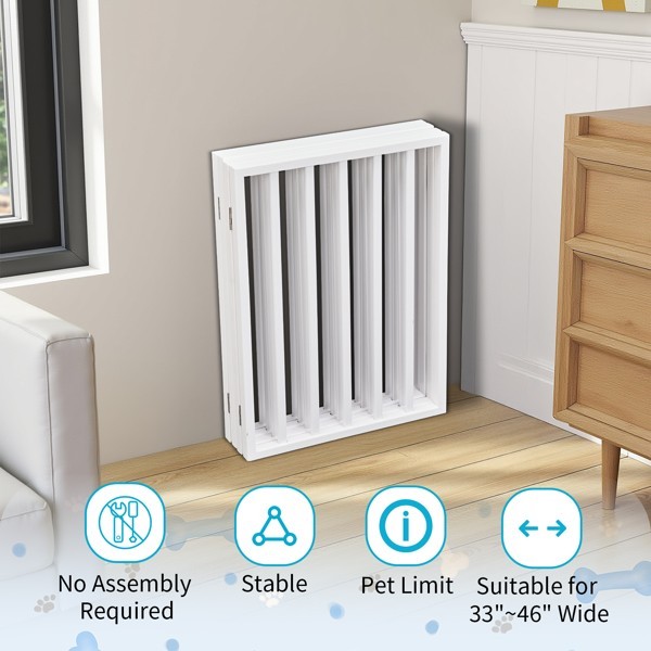 Foldable 4 Panels Dog Exercise Fence Dog Gate Doorway Pet Exercise Pens White