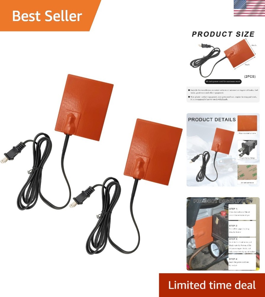 Thermostat-Equipped Engine Heater Pads - 2 PCS for Enhanced Winter Performance