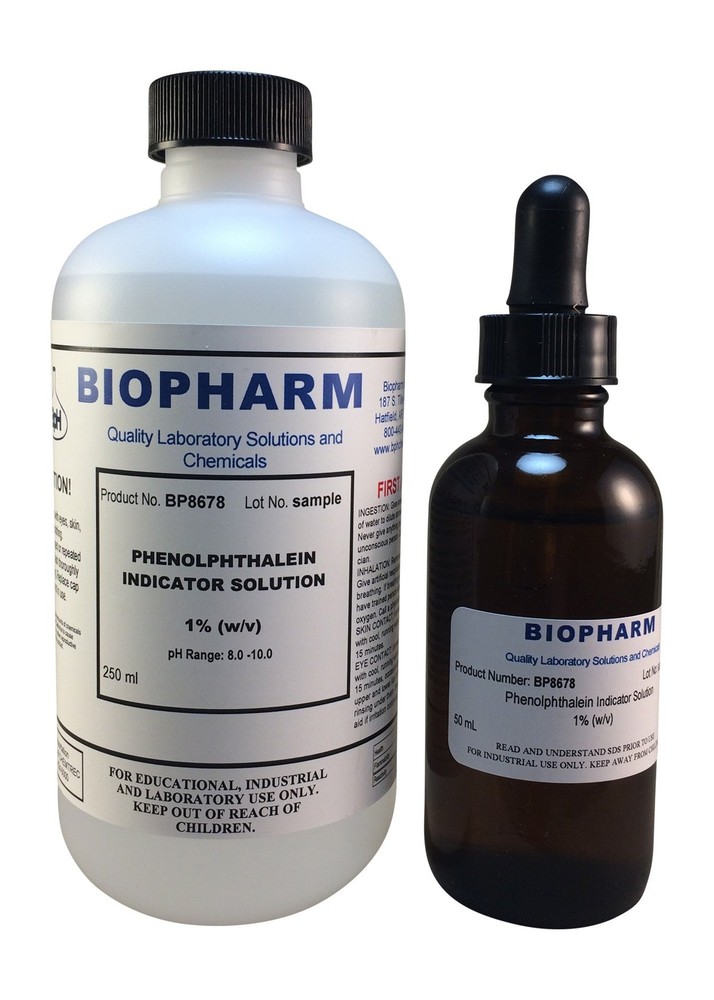 Phenolphthalein pH Indicator 1% Solution — 250 mL (8.4 fl oz) Bottle Plus 1 D...