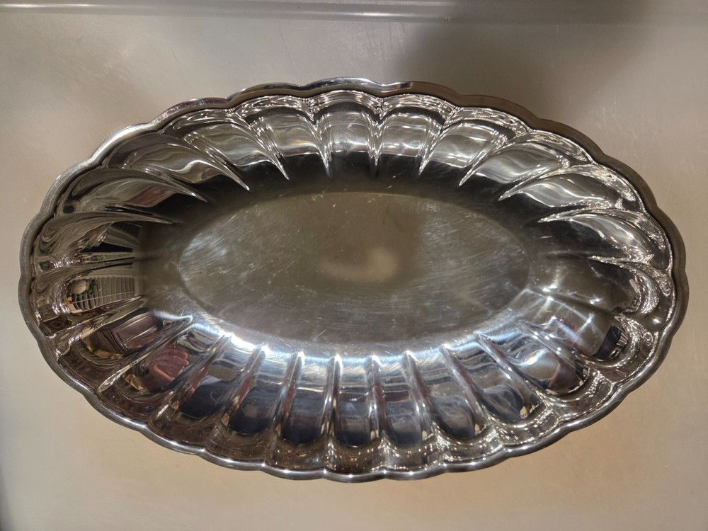 Silver Serving Bowl 11" Wide with 4 legs