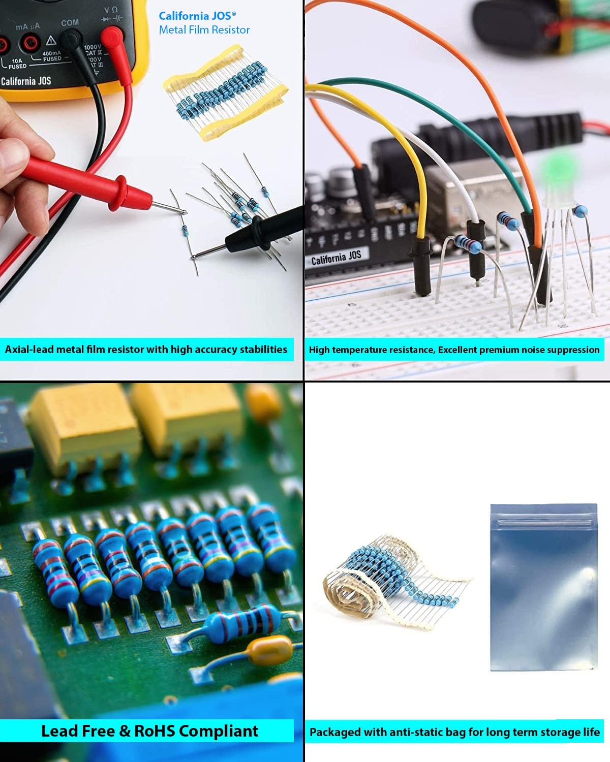 100pcs 1M ohm Resistor 1/2w (0.5Watt) ±1% Tolerance Metal Film Fixed Resistor,