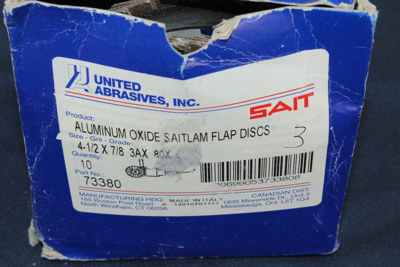 United Abrasives/SAIT 73380 4-1/2 by 7/8 3AX 80X SAITlam Flap Disc, 10-Pack