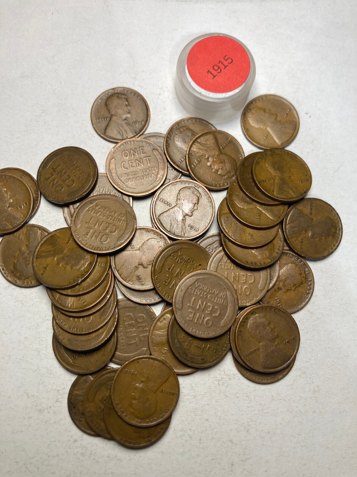 1915 (P) LINCOLN WHEAT CENT ROLL, 50 coins, G/VG condition