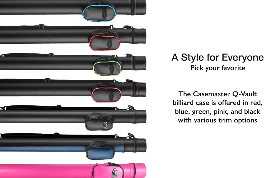 Stylish Q-Vault Billiard Cue Case with Adjustable Strap & Accessory Pockets