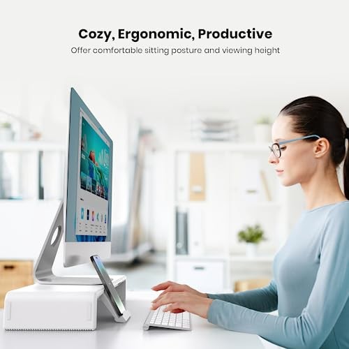 Monitor Stand Riser, Klearlook Foldable, Height Adjustable Computer White