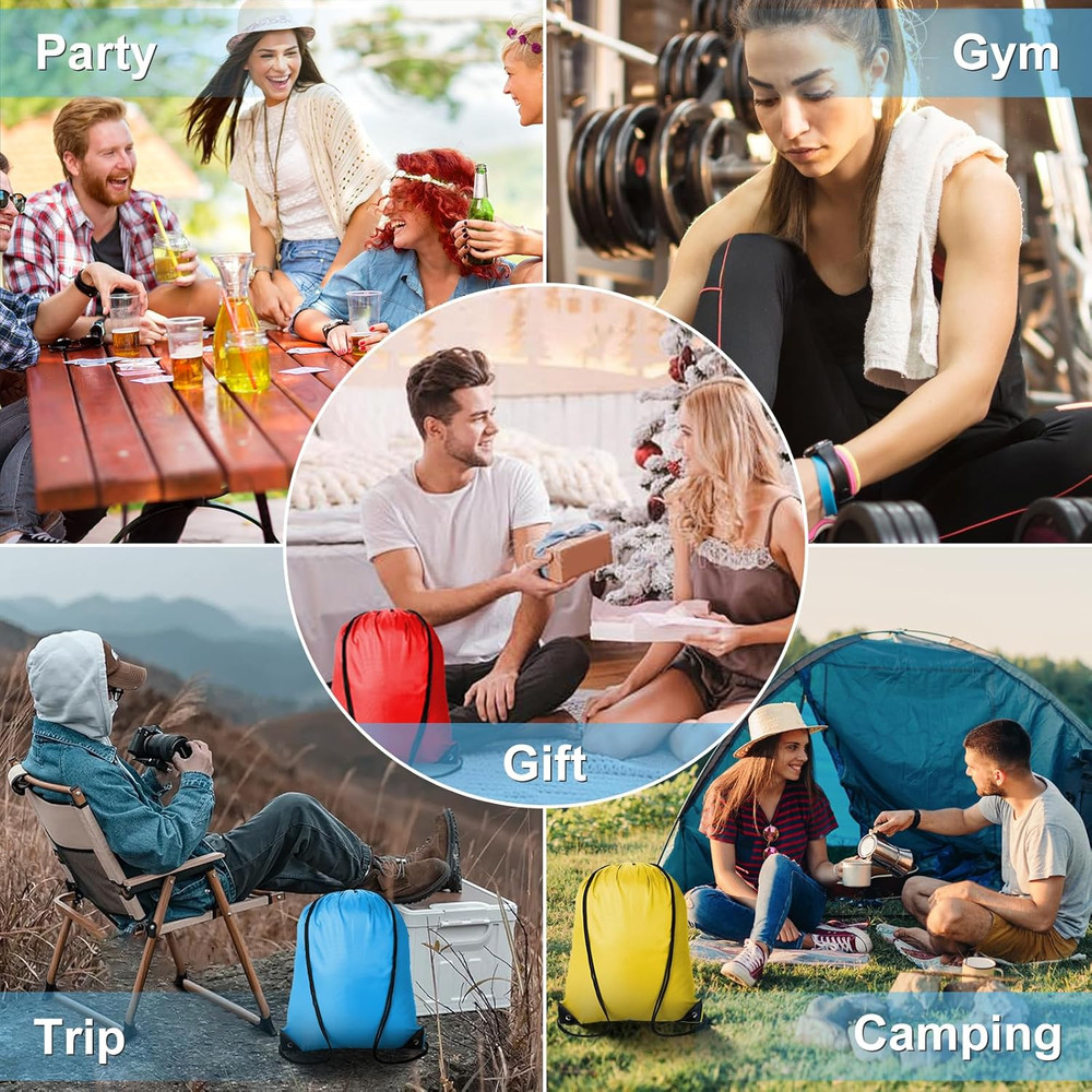 6Pcs Drawstring Backpacks Bulk String Bag Cinch Sack Pack Storage Knapsack Polye