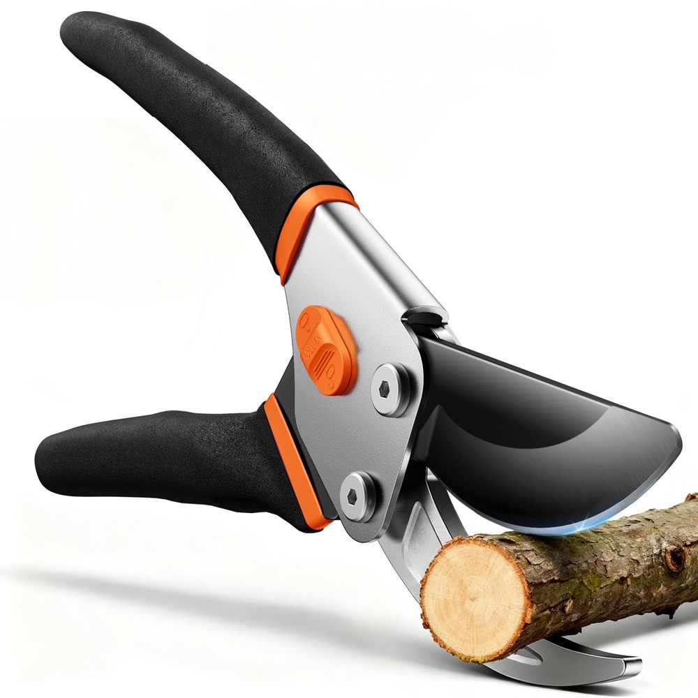 Pruning Shears, 8.5” Professional Garden Pruner with Jam-Proof Spring & Ever-...