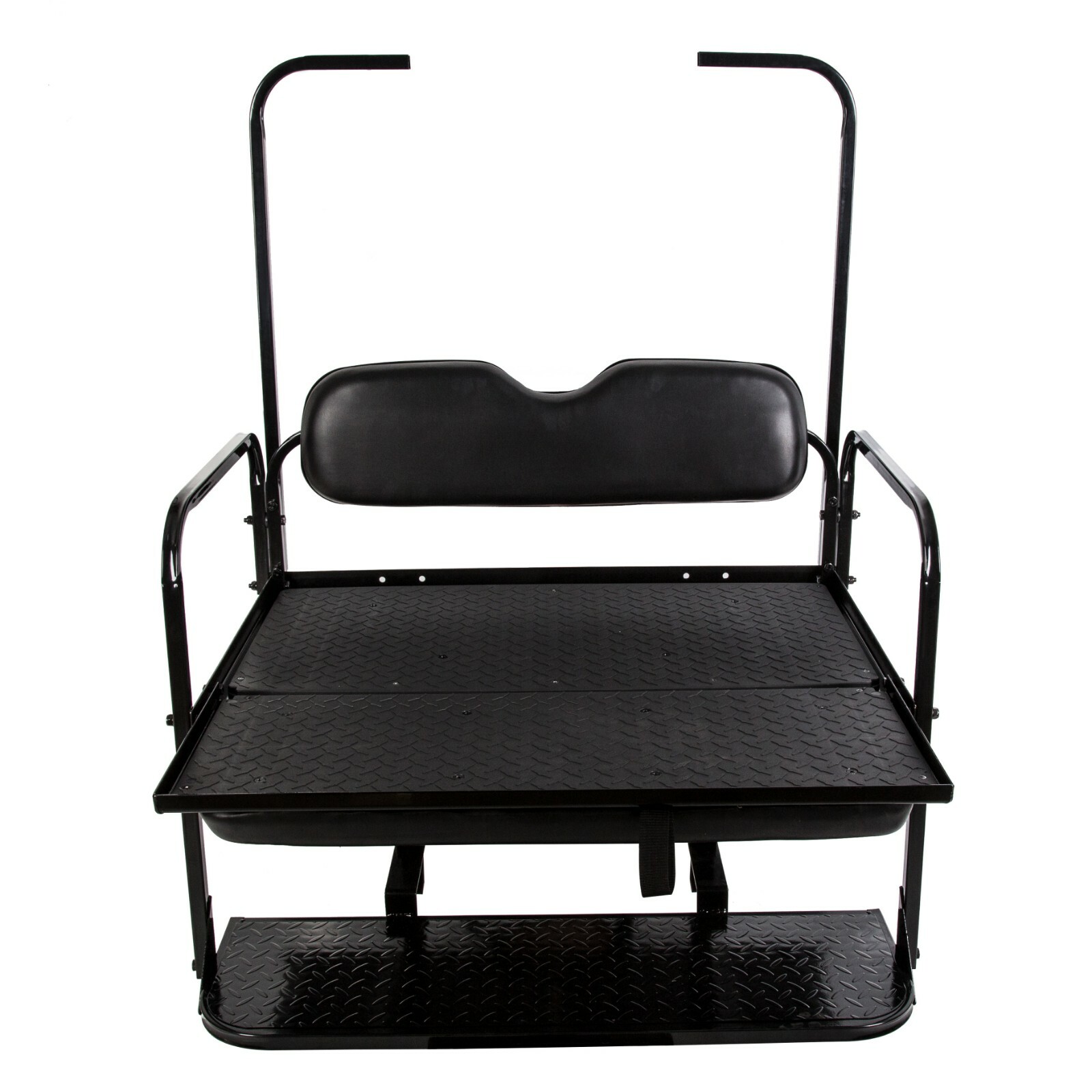 Golf Cart Black Rear Flip Folding Seat Kit + Grab Bar For EZGO TXT 1995-Up