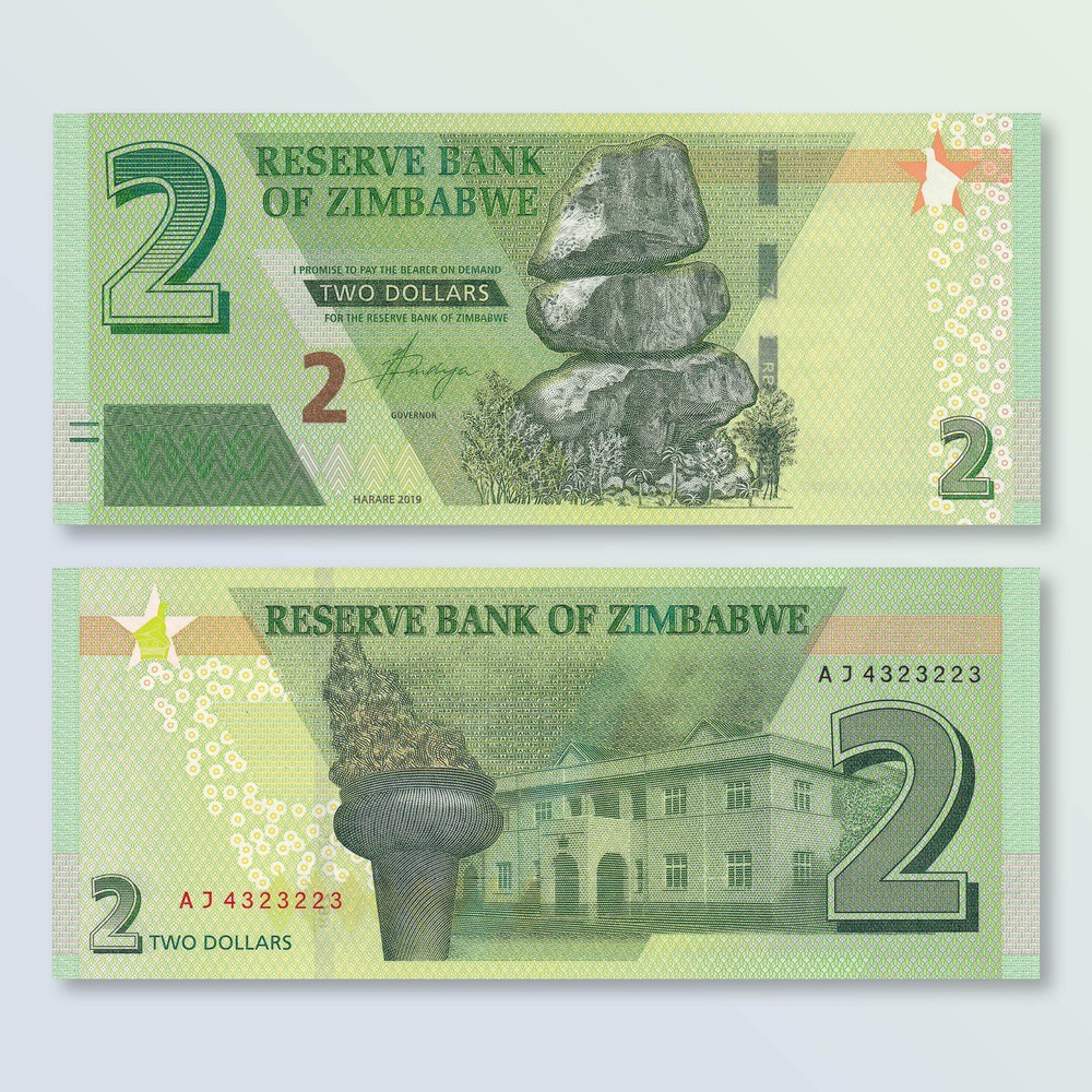 Zimbabwe 2 Dollars, 2019, B192a, UNC