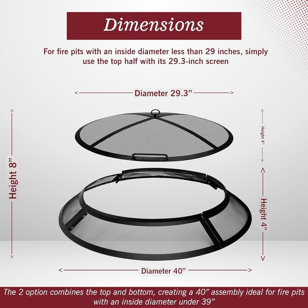 40" Spark Screen For Fire Pit - Fire Pit Screen Cover , Round Fire Pit Insert